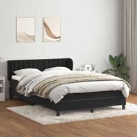 Boxspring met matras fluweel zwart 160x220 cm - thumbnail