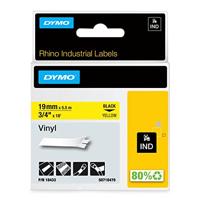 Dymo RHINO vinyltape 19 mm x 5,5 m, zwart op geel - thumbnail