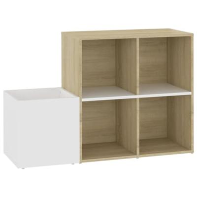 VidaXL Opbergkast 105x35,5x70 cm bewerkt hout wit en sonoma eikenkleur VidaXL Opbergkast 105x35,5x70 cm bewerkt hout wit en sonoma eikenkleur