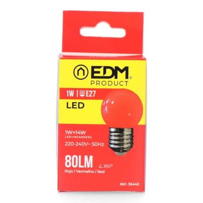 Enzo EDM LED kogellamp EDM E27 1,5W rood LED8110