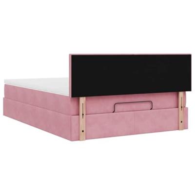 Ottoman bed met matras 140x190cm fluweel roze