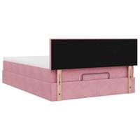 Ottoman bed met matras 140x190cm fluweel roze - thumbnail