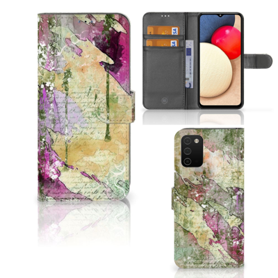 Hoesje Samsung Galaxy A03s Letter Painting | Portemonnee hoesje Hoesje Samsung Galaxy A03s Letter Painting | Portemonnee hoesje