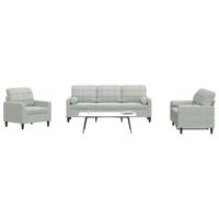 3-delige Loungeset met kussens en bolsters fluweel lichtgrijs - thumbnail