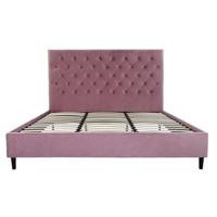 Bed DKD Home Decor Hout Metaal Roze 180 x 200 cm 187 x 210 x 137 cm - thumbnail