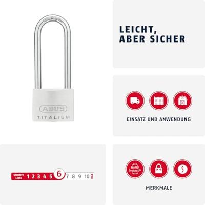 ABUS Cilinderhangslot | breedte slotlichaam 50 mm | Titalium gelijksluitend 6511 | 1 stuk - 56209 - 56209 ABUS Cilinderhangslot | breedte slotlichaam 50 mm | Titalium gelijksluitend 6511 | 1 stuk - 56209 - 56209