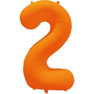 Folieballon Cijfer 2 Neon Oranje (86cm)
