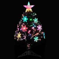 VidaXL Kerstboom met led-sneeuwvlokken 64 cm glasvezel zwart - thumbnail