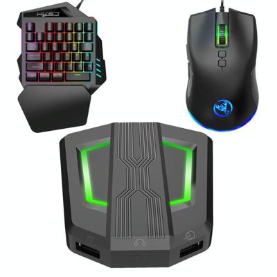 HXSJ P6+V100+A883 Toetsenbord muis converter + Toetsenbord met één hand + Gaming Mouse Set