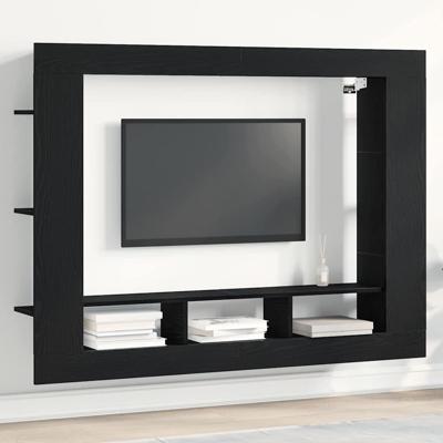 TV-kast Zwart eiken 152 x 22 x 113 cm Bewerkt hout