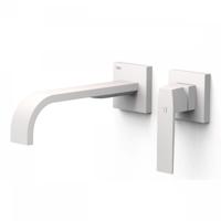 Wastafelmengkraan Inbouw Tres Slim Exclusive 2 Delen Lange Gebogen Uitloop en Hendel Mat Wit Tres - thumbnail