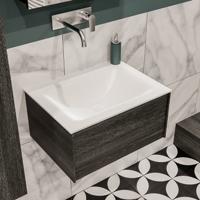 Lush onderkast 60cm in kleur ANTRACITE met 1 lade Push tot open geschikt voor gecentreerde wastafel. Compleet met solid surface wastafel cloud M35111met 0 kraangat(en) - thumbnail