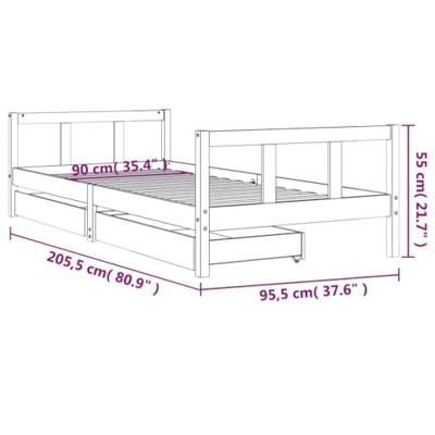 Kinderbedframe met lades 90x200 cm massief grenenhout zwart - thumbnail