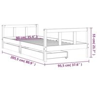 Kinderbedframe met lades 90x200 cm massief grenenhout zwart - thumbnail