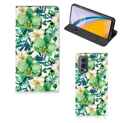 OnePlus Nord 2 5G Smart Cover Orchidee Groen OnePlus Nord 2 5G Smart Cover Orchidee Groen