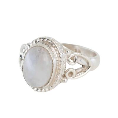 Edelsteen Ring Maansteen 925 Zilver "Vesora" (Maat 19)