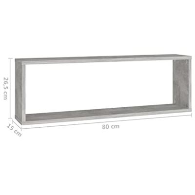 VidaXL Wandschappen kubus 4 st 80x15x26,5 cm bewerkt hout betongrijs