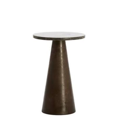 Light & Living Ronde Bijzettafel 'Ynez' Marmer, 36cm, kleur Donkerbruin