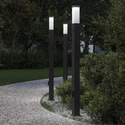 Bolderverlichting met sensor en stopcontact 3 stuks 110 cm zwart IP44