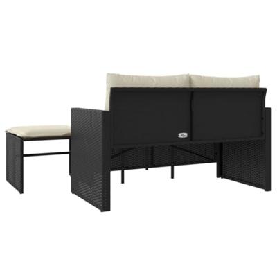 3-delige Loungeset met kussens poly rattan zwart 3-delige Loungeset met kussens poly rattan zwart