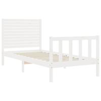 Bedframe met hoofdbord massief hout wit - thumbnail