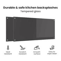 VidaXL Keuken spatscherm 2 pcs donkergrijs 110 x 50 cm gehard glas - thumbnail