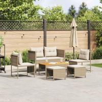 Tuinbankenset met kussen 6 pcs Beige en Crème poly rattan - thumbnail