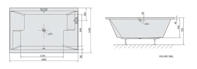 Ligbad Polysan Dupla Inbouw 180x120x54 cm Wit Polysan