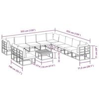 Tuinbankenset met kussen 12 pcs Zwart Aluminium - thumbnail