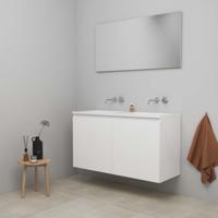On-Line Badkamermeubelset - 120 cm - Bouwpakket - Greeploos 2 Deuren - Acryl Wastafel - zonder Kraangat - Spiegel - Hoogglans Wit - thumbnail