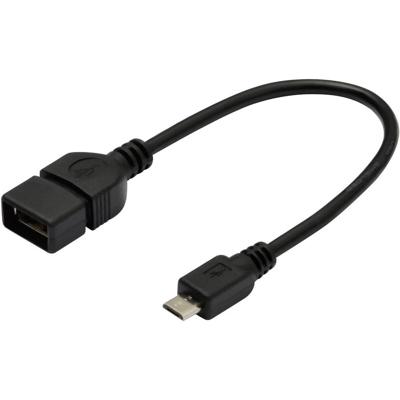 DIGITUS USB 2.0 adapterkabel - 0,2 m - USB Micro B (St) naar USB A (Bu) - 480 Mbit/s - USB-adapter - zwart