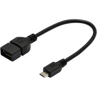 DIGITUS USB 2.0 adapterkabel - 0,2 m - USB Micro B (St) naar USB A (Bu) - 480 Mbit/s - USB-adapter - zwart - thumbnail