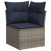9-delige Loungeset met kussens poly rattan grijs - thumbnail