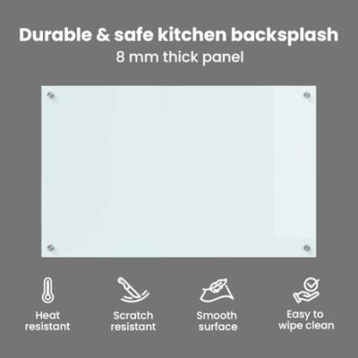 VidaXL Keuken achterwand wit 80 x 50 cm gehard glas