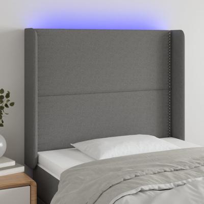 Hoofdbord LED 83x16x118/128 cm stof donkergrijs - thumbnail