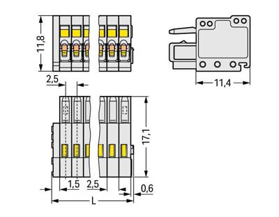 WAGO 733-105 Female behuizing (kabel) 733 Totaal aantal polen: 5 Rastermaat: 2.50 mm Inhoud: 1 stuk(s)