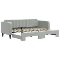 Slaapbank met onderschuifbed 80x200 cm fluweel lichtgrijs - thumbnail
