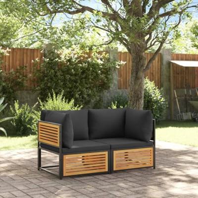 Tuinhoekbank met kussens massief acaciahout Tuinhoekbank met kussens massief acaciahout