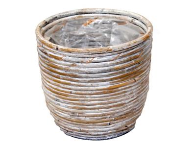 Rotan plantenmand whitewash 18x16cm