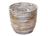 Rotan plantenmand whitewash 18x16cm - thumbnail