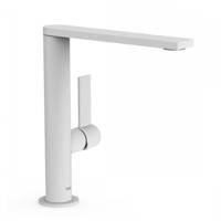 Wastafelmengkraan Tres Project 1-Hendel Uitloop Recht 21,8 cm Rond Mat Wit - thumbnail