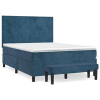 Boxspring met matras fluweel donkerblauw 140x200 cm - thumbnail