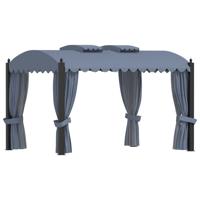 Prieel met gordijnen 3x4 m staal antraciet - thumbnail