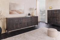 Massief dressoir TRIBAL 180cm antiek bruin mangohout 3D front veel opbergruimte - 45995 - thumbnail