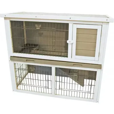 Konijnenhok bouwpakket met plastic lade en ren grijs/wit 91 cm buitenverblijf Gebr. de Boon - Gebr de boon