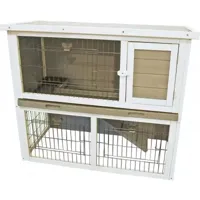 Konijnenhok bouwpakket met plastic lade en ren grijs/wit 91 cm buitenverblijf Gebr. de Boon - Gebr de boon - thumbnail