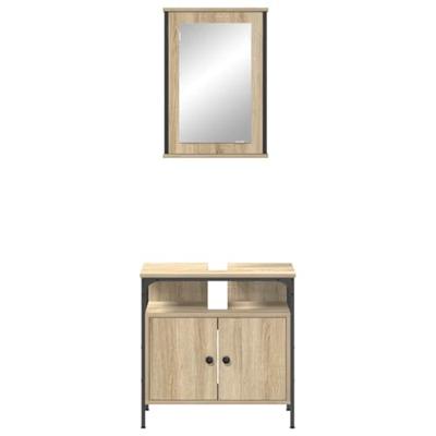 Badkamermeubelset 2 pcs Bruin 60 x 30 x 60 cm Bewerkt hout