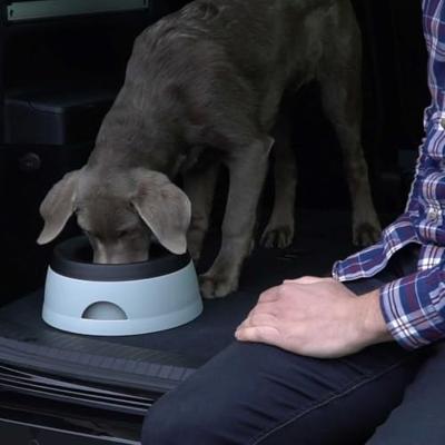 HUNTER Road Refresher 1,4 l, praktische reisbak voor honden, met anti-zwaapfunctie, grijs/zwart