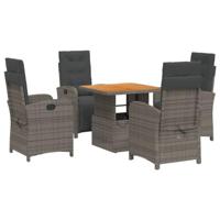 5-delige Tuinset met kussens poly rattan grijs - thumbnail