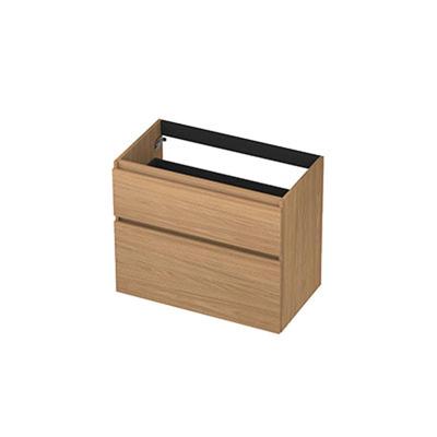 INK - Onderkast 2 Laden Greeploos met Houten Keerlijst A-symmetrisch - 800x450x650 Mm - Blank Eiken